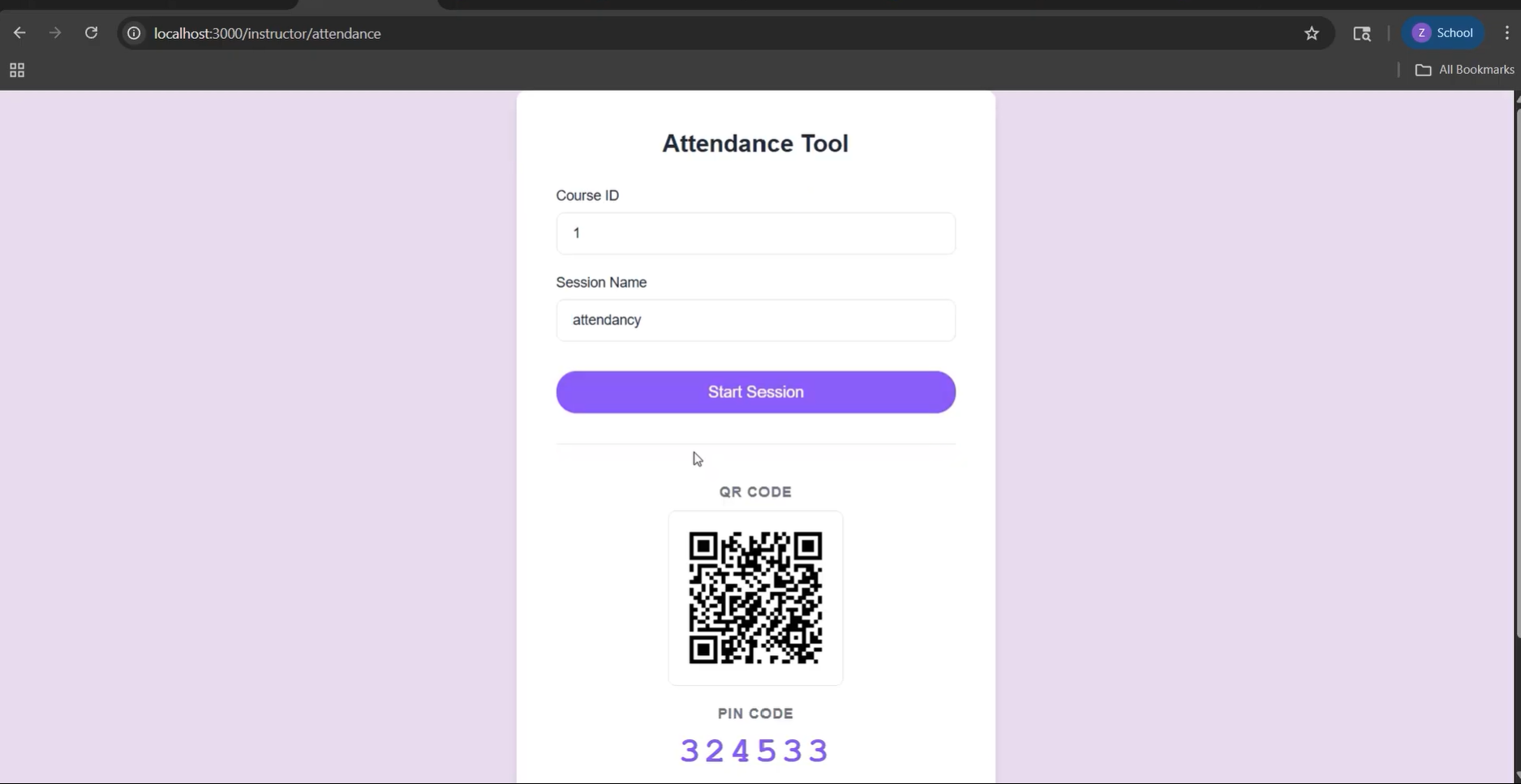QR-Based Attendance System (Instructor View)